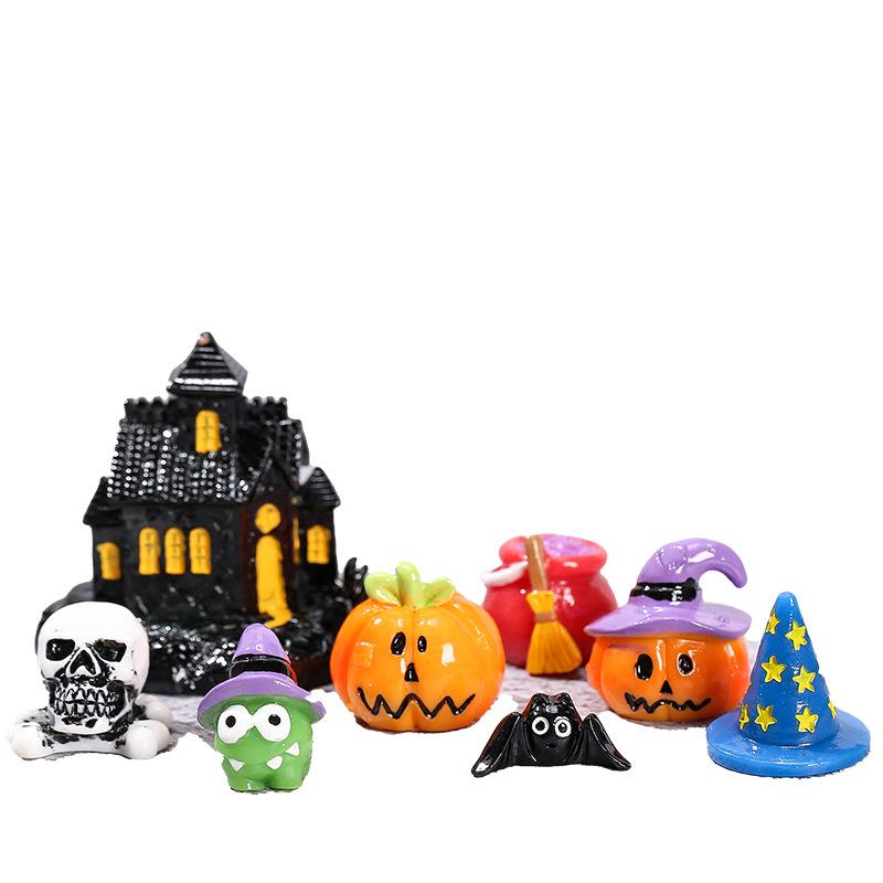 Halloween Cute Pumpkin Lantern Ghost Trinket Micro-landscape Plant Accessories, Keychain Pendant