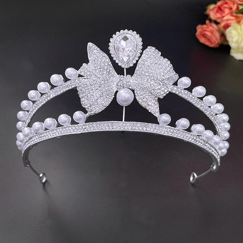 

Свадебная корона Аксессуары для волос Японский и корейский свадебный банкет Подарок на день рождения Корона принцессы Головной убор Аксессуары Корона в стиле банта