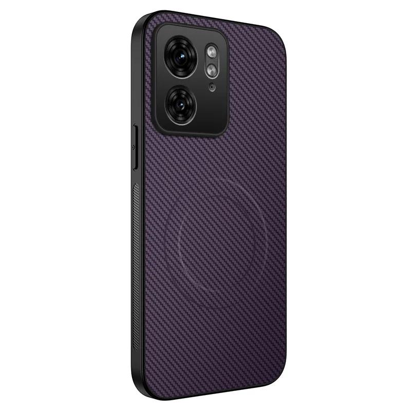 

Carbon Fiber Wireless Charging Magnetic Case For Motorola MOTO Edge 40 Neo Lens Protection Silicone Soft Bumper Cover Phone Case For MOTO Edge 40 Neo фиолетовый