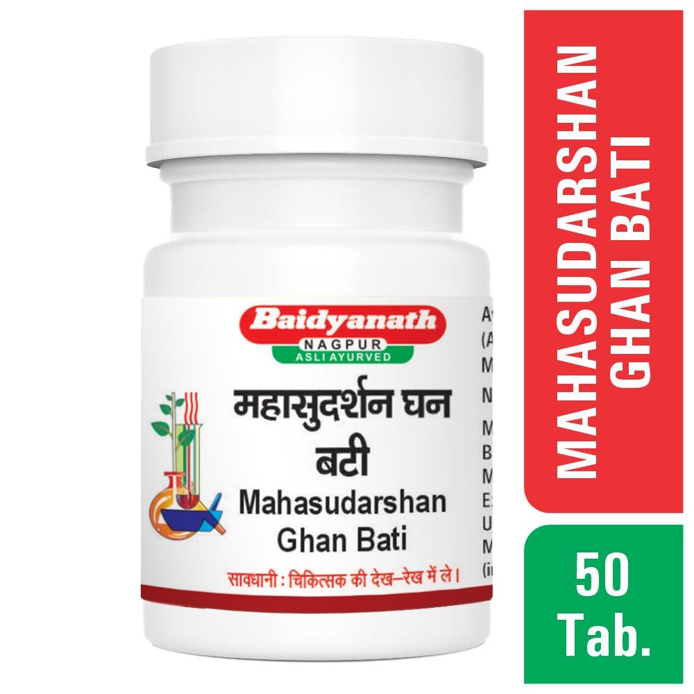 Baidyanath Asli Ayurved Mahasudarshan Ghanbati 50 Tablets Traditional Ayurvedic Herbal Support