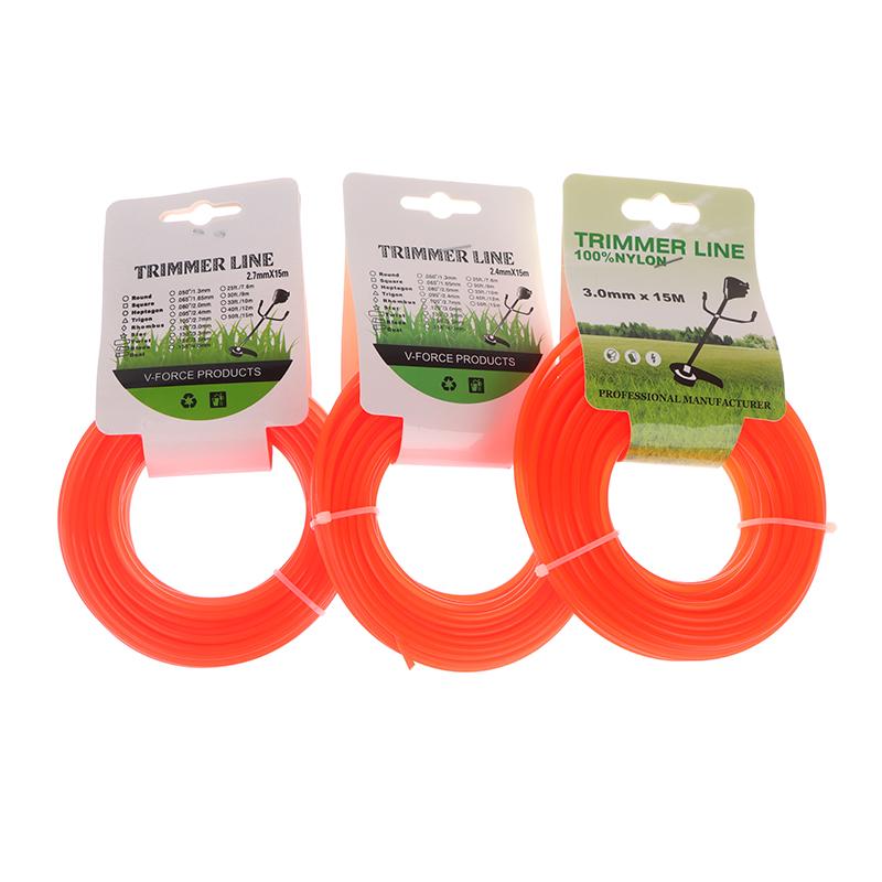 1Pc 15M*2.4Mm/2.7Mm/3Mm Mowing Nylon Grass Trimmer Rope Brush Cutter Line