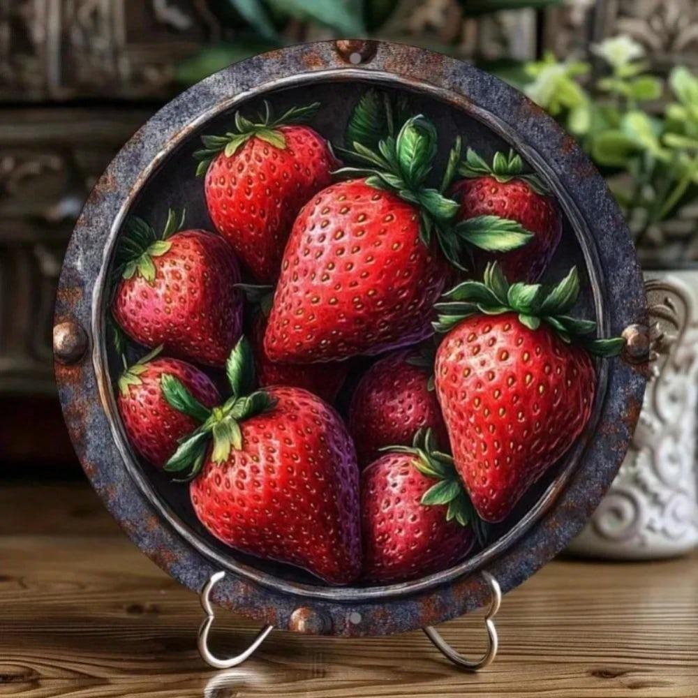 Strawberry Aluminum Sign Kitchen Decor Valentine Gift Halloween Wall Art