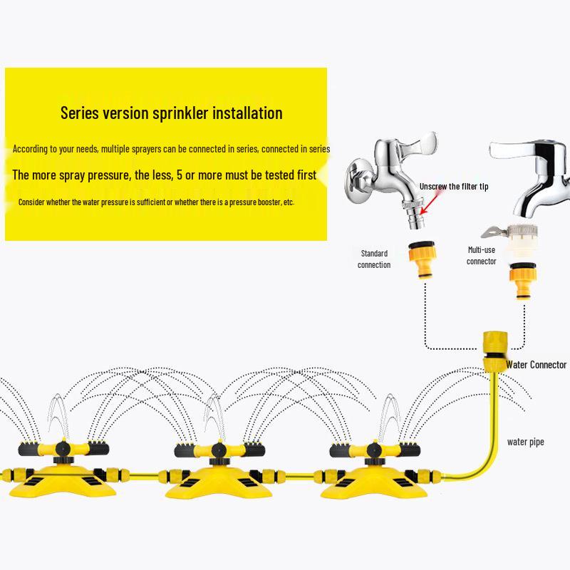 Three-Nozzle 360° Automatic Rotating Irrigation Sprinkler for Watering Flowers