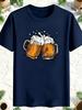 New Model Beer Cup Pattern Unisex Summer Casual TShirt Versatile Trendy Made 100 Pure Cotton With Soft Fabric And A Loose Style