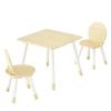 Kids Table and 2 Chairs Set, Toddler Table and Chair Set with Rounded Edge Design & Graffiti Desktop, Wooden Desk for Art, Craft, Reading, Learning,