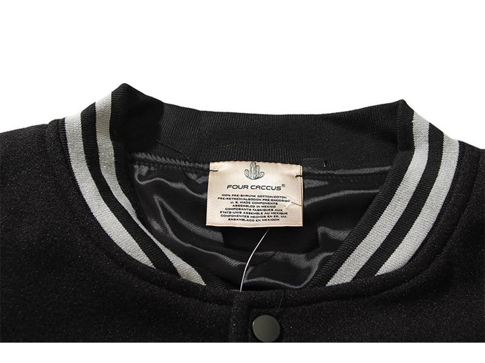 Men's High-End Scruffy Baseball Jacket with Sun Illuminati Eye Embroidery