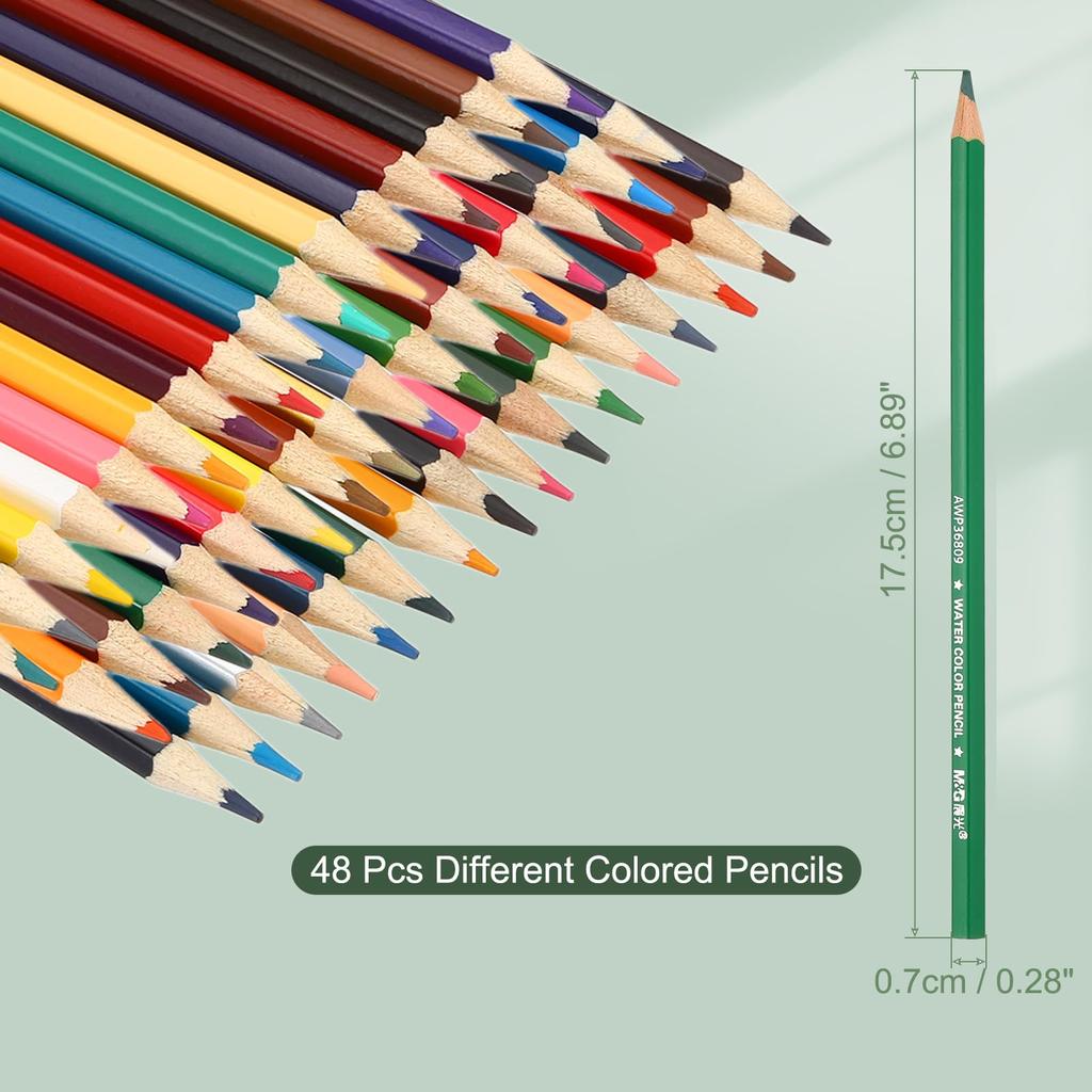 Bleistift Enthält 48 Bunte Kunstmaterialien für Anfänger und Enthält Roten Bleistifthalter M&G 48-Farben-Set, Ölbasierte Buntstifte, Erwachsene,