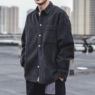 Corduroy Shirt Men's Work Clothes Spring Autumn Long-sleeved Jacket Trendy Japanese Foreign Trade Loose Fat Man Jacket Shirt