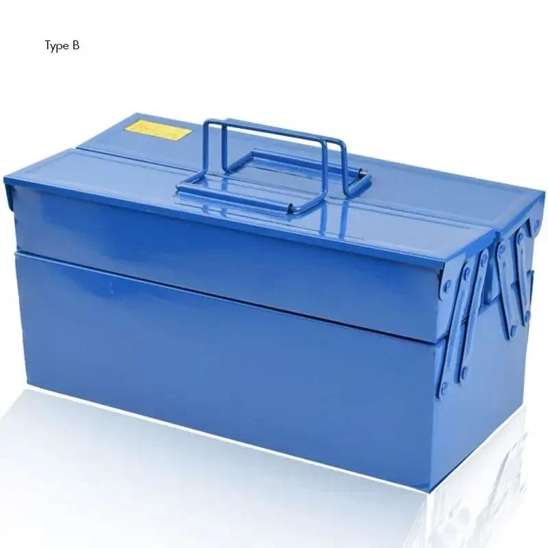 Cutie de scule din metal Cutie de scule portabilă cu 3 tăvi în consolă din oțel Organizatoare de depozitare a uneltelor pentru reparații de feronerie electrician de casă 34x16x15cm