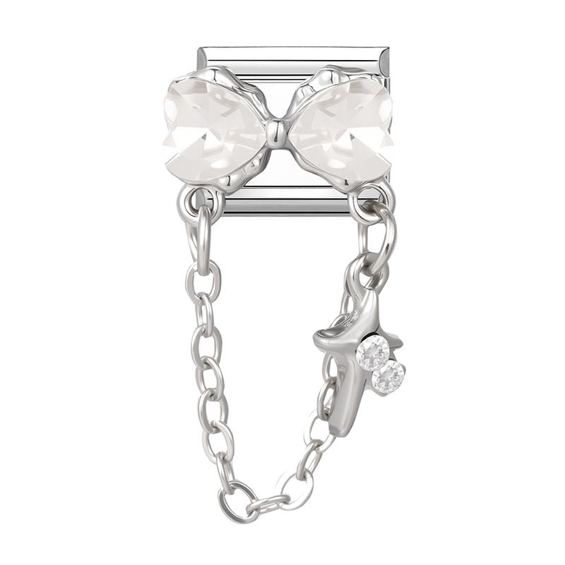 Women Zircon Heart Butterfly Moon Star Bow Pearl Pendant Italian Charm Links Fit 9mm Stainless Steel Bracelet DIY Making Gifts