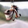 2D Cute Big Mouth Horse Keychain Rearview Mirror Pendant Animal Hanging Ornament Car Interior Decoration Toys
