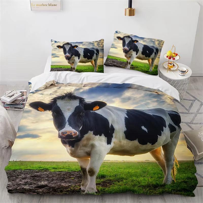 

Highland Cow Duvet Cover Full Bull Cattle Bedding Set Bedroom Decor Western Funny Animal Wildlife Farmhouse Cow Comforter Cover EU Single(135x200cm)