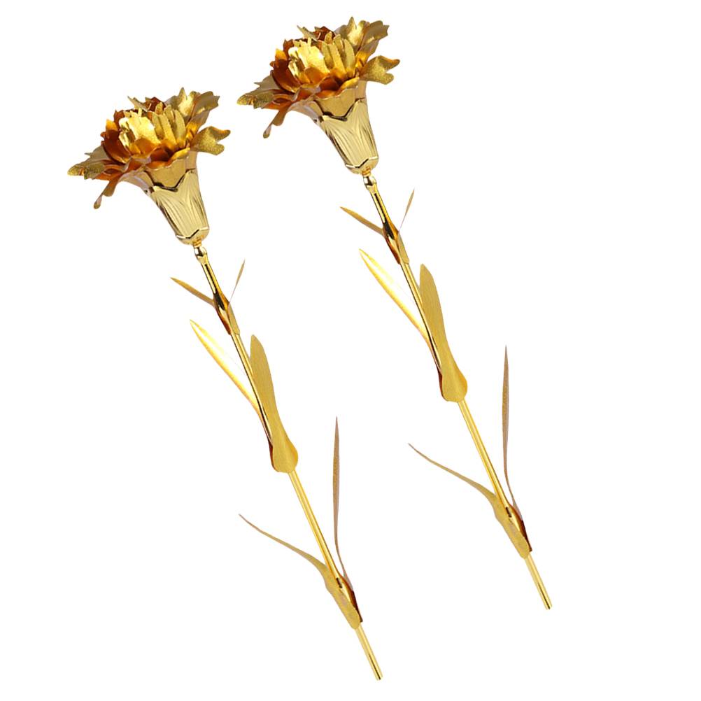 2Pcs Artificial Carnations Flowers 24K Luxurious Non Fading SturdyFlowers for Mother's Day Gifts Home Decor
