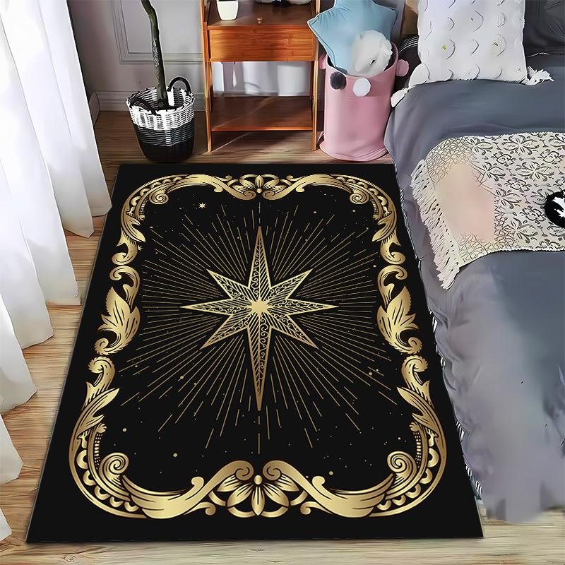 

Elegant Carpet with Golden Star and Floral Design Suitable for use as an anti-slip game mat for living room and bedroom sofas 40x60cm( 15x23in )