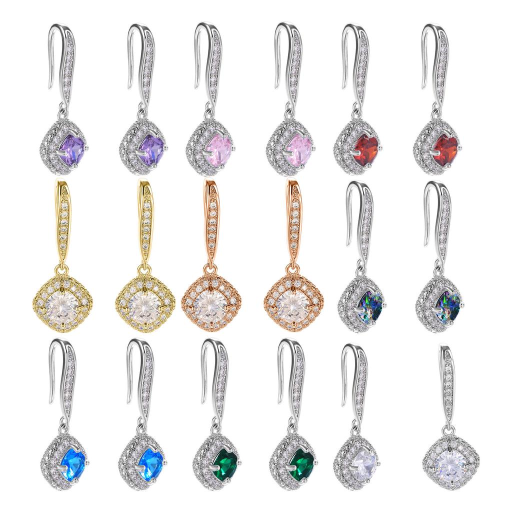 Square Zirconia Earrings Wedding Earrings Ear Jewelry Fashionable Metal Drop Earrings Perfect for Fashionable Women