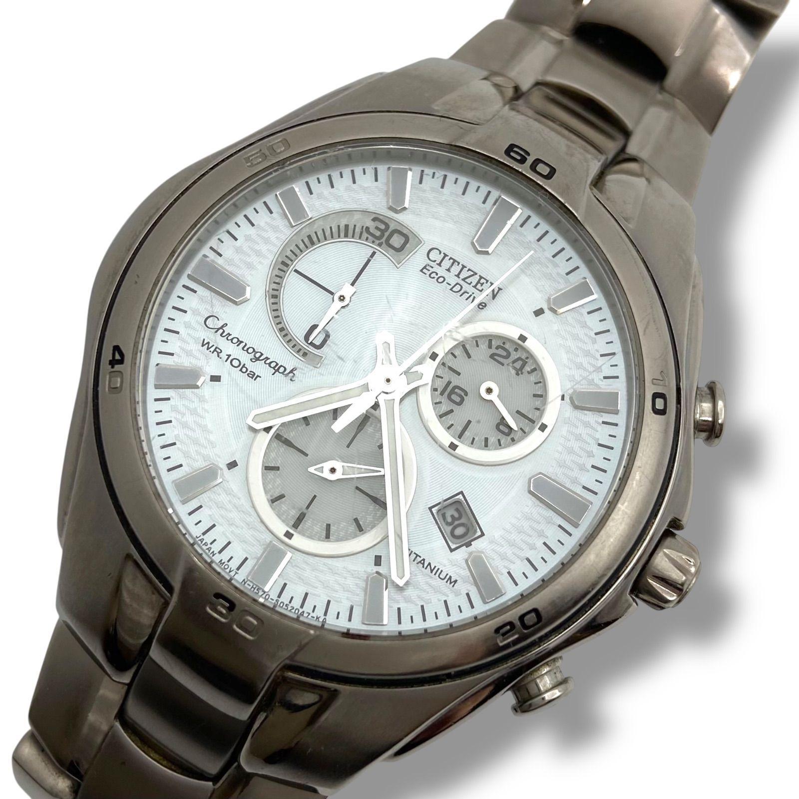 Used Reasonable operation Citizen CITIZEN Eco-Drive H570-S030757 wristwatch solar chronograph date silver white men s ts84