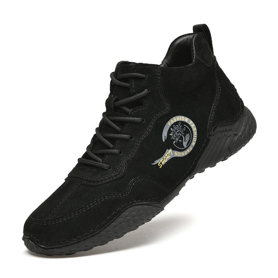 Leather Men's Shoes High-top Cotton Shoes Men's Casual Shoes Winter Velvet Thickened Shoes Martin Boots Men's