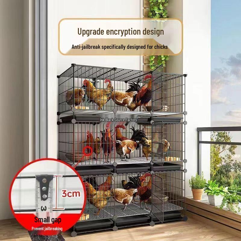 Large Iron Chicken Coop & Rabbit Cage for 20 Birds, 3-Layer, Indoor/Outdoor with Automatic Waste Cleaning