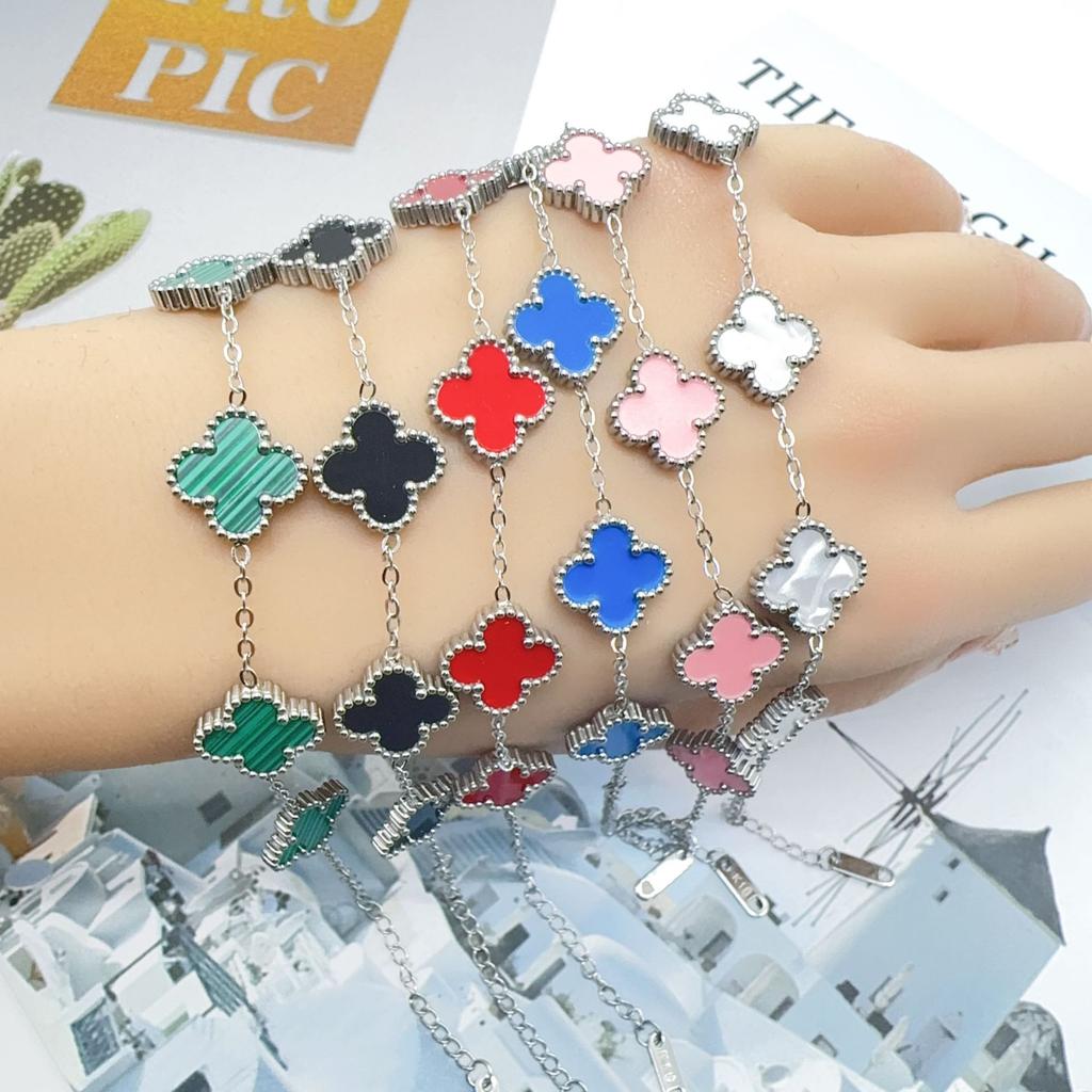 13mm Icke-bleknande Titanstål Fyrklöverarmband För Kvinnor Delikat Högklassig Känsla av Smycken