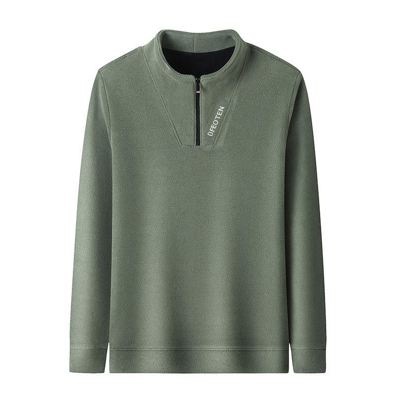 Men's Mid-Age Versatile Plus Velvet Hoodie - Cross2025 Autumn/Winter Pullover with Zipper Collar