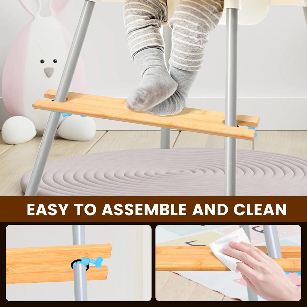 2Pcs Baby High Chair Footrest 50cm Natural Bamboo Infant Seat Foot Rest Non-slip Stable Highchair Accessories Kids Babies Stuff