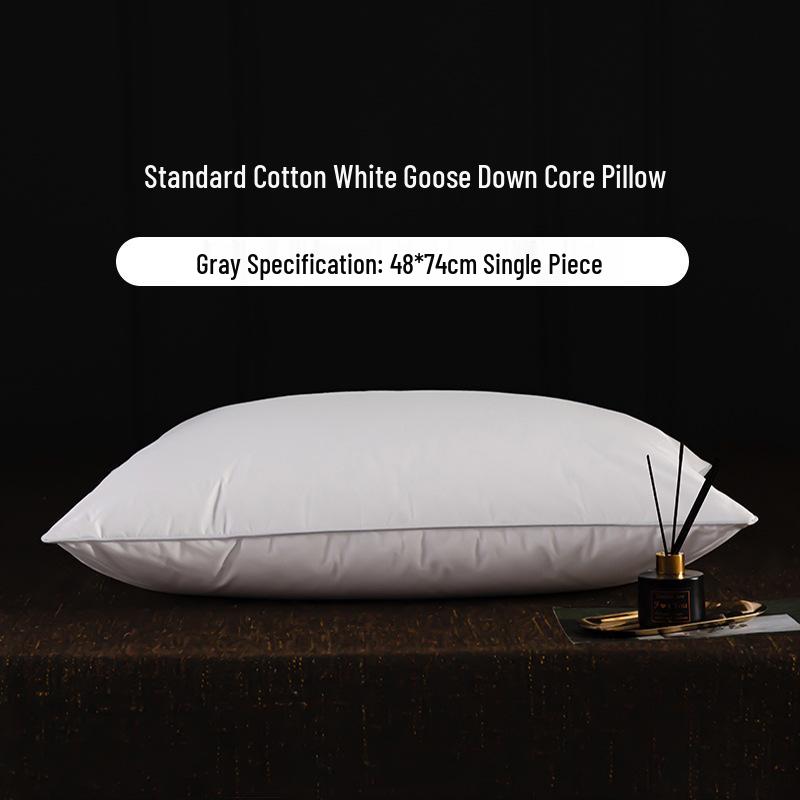 Luxury Goose Down Pillow with Cotton Cover for Neck Support