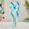Women Plus Size Printed Round Neck Long Sleeve Two Piece Set Cuffed Top Cuffed Pants With Pockets