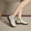 First layer cowhide autumn and winter leather Martin boots women's round head lace-up zipper retro casual shoes women