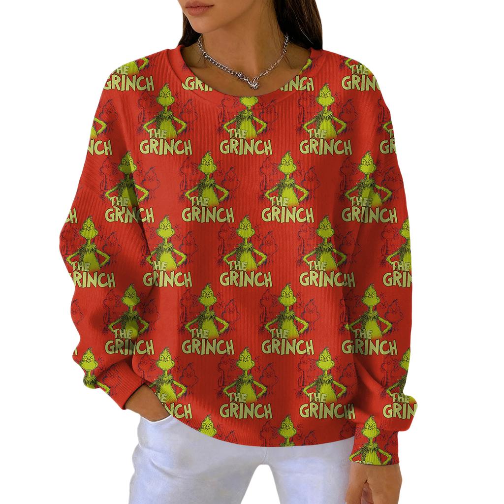 Women's Fashion Casual Gradient Christmas Print Pullover Sports Long-Sleeve Top