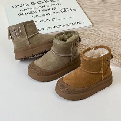 Inverno novo botas de neve baotou infantis couro fosco botas de algodão grandes espessadas empilhadas meninos e meninas botas de algodão