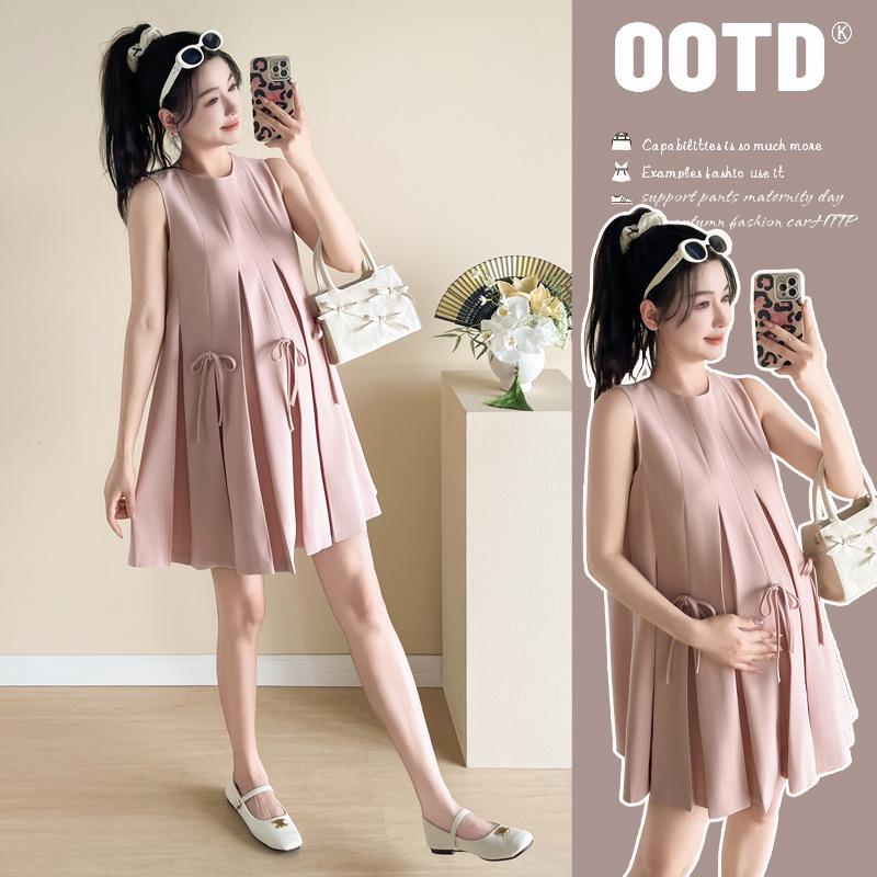 2026 Trendy Maternity Dress: Bow Design, Loose Fit, Fashionable & Slimming XL