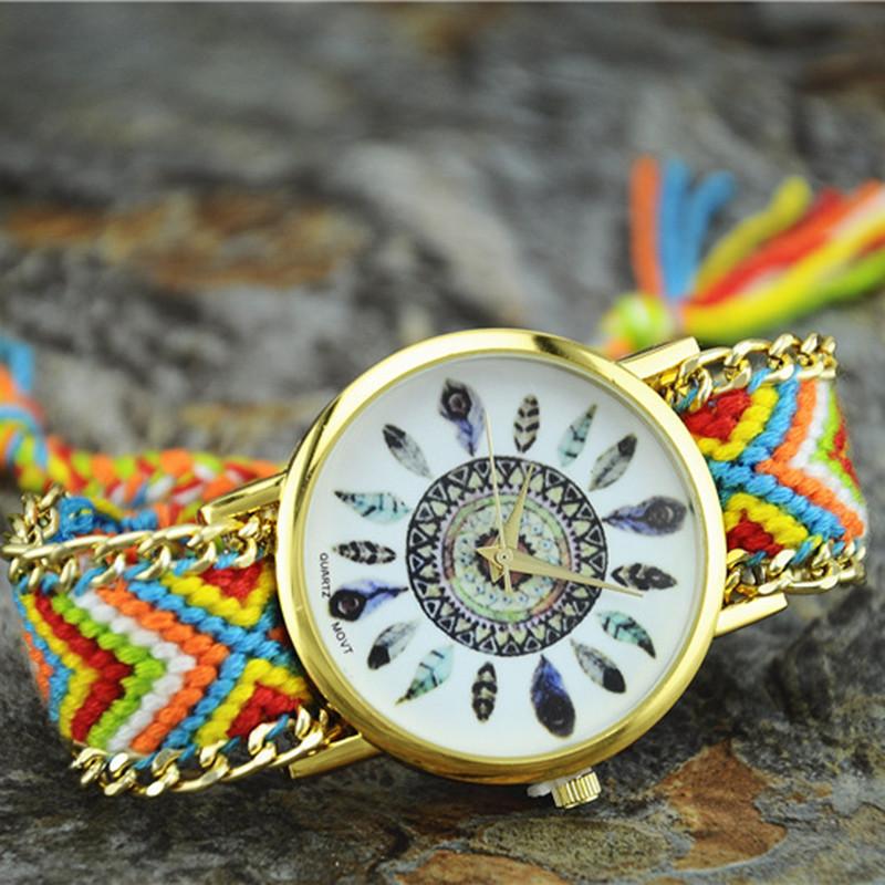 Orologio Intrecciato da Donna Dreamcatcher con Quadrante in Vetro per Regalo e Uso Casual