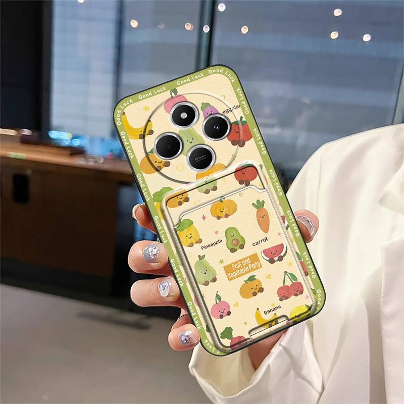Fashion Design Back Cover Phone Case For Redmi A4 5G Cartoon Card Bag Cover Waterproof Dirt-resistant Silicone TPU Cute