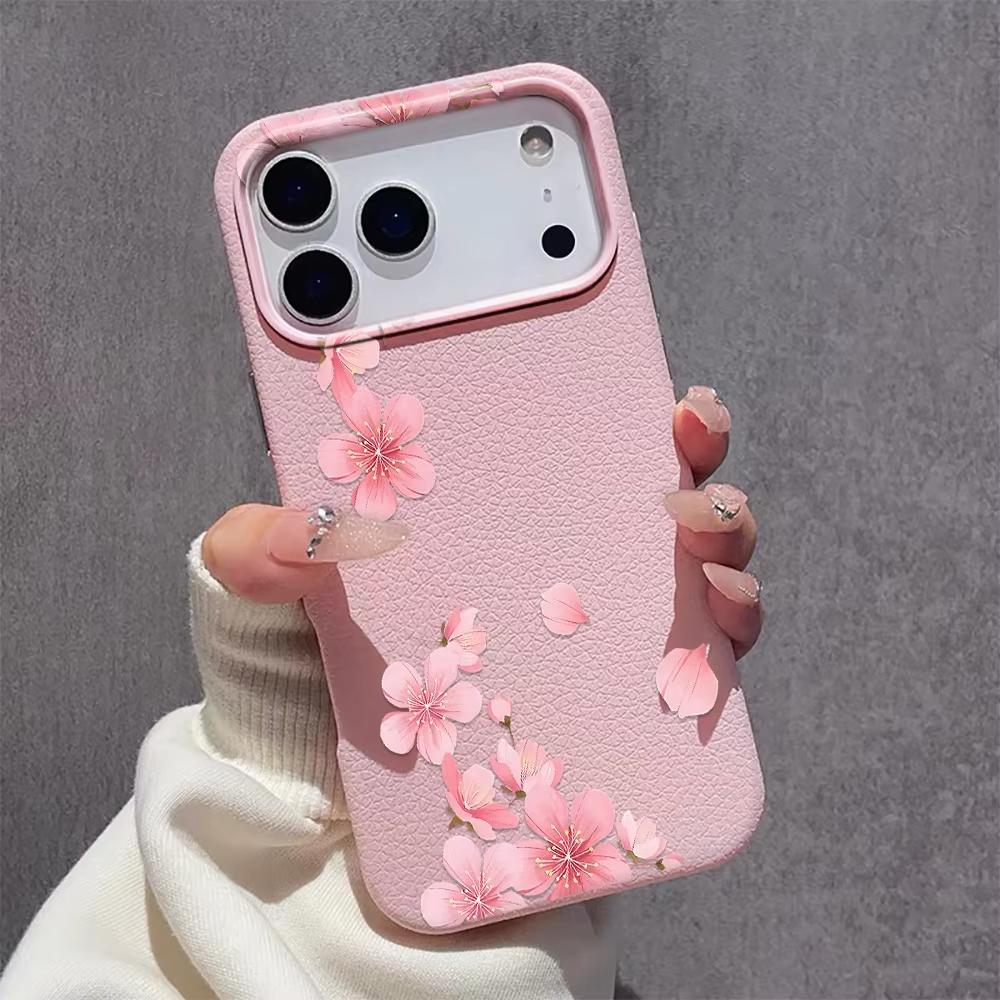 Pink Peach Blossoms Pattern Phone Case For iPhone 16 Pro Case iPhone 13 15 11 12 14 Pro Max 16e 15 Plus 17 Air Shockproof Cover