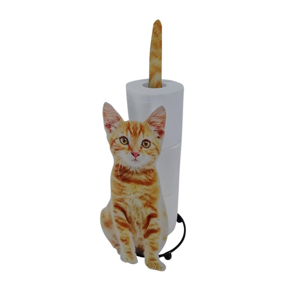 Cat Paper Holder Cat Decorative Paper Towel Holder Animal Paper Roll Holder Stand Iron Paper Towel Stand for Bathrooms Kitchen
