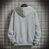 Men Hooded Jacket Zip-up Loose Sweatshirt Jacket Solid Color Casual