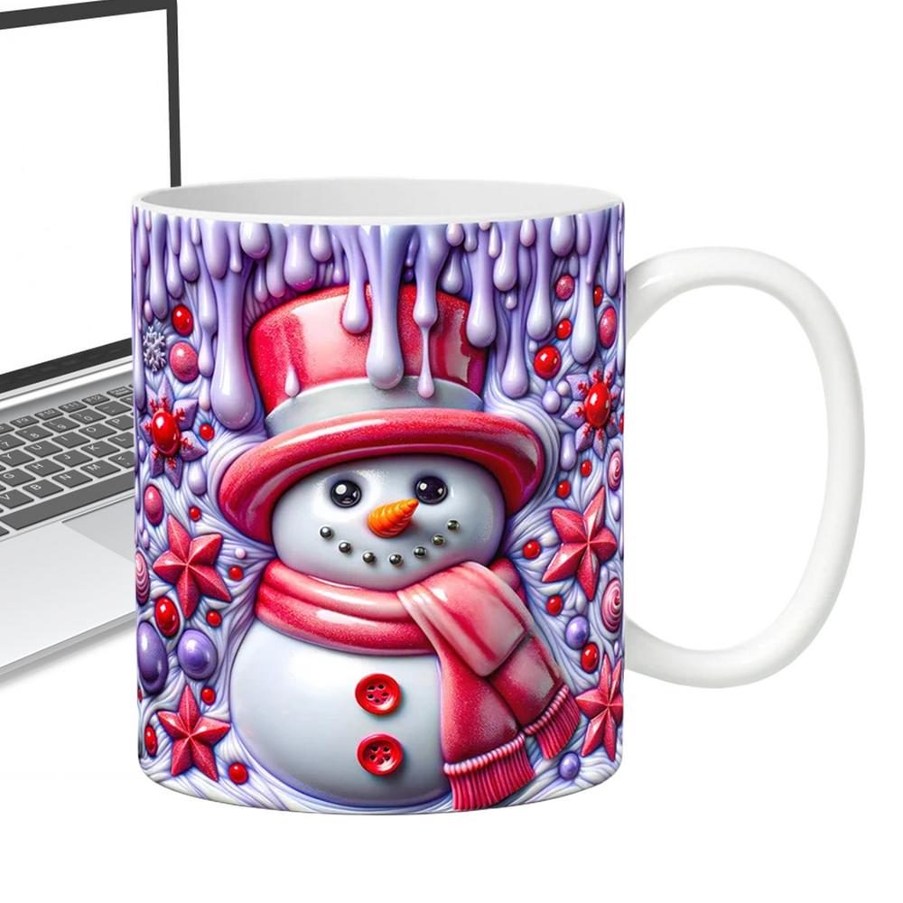 Christmas Mug Ceramic Holiday Mugs 3D Snowman Design Drinkware With Handle For Tea Chocolate Beverage Women Girls Holiday Tea