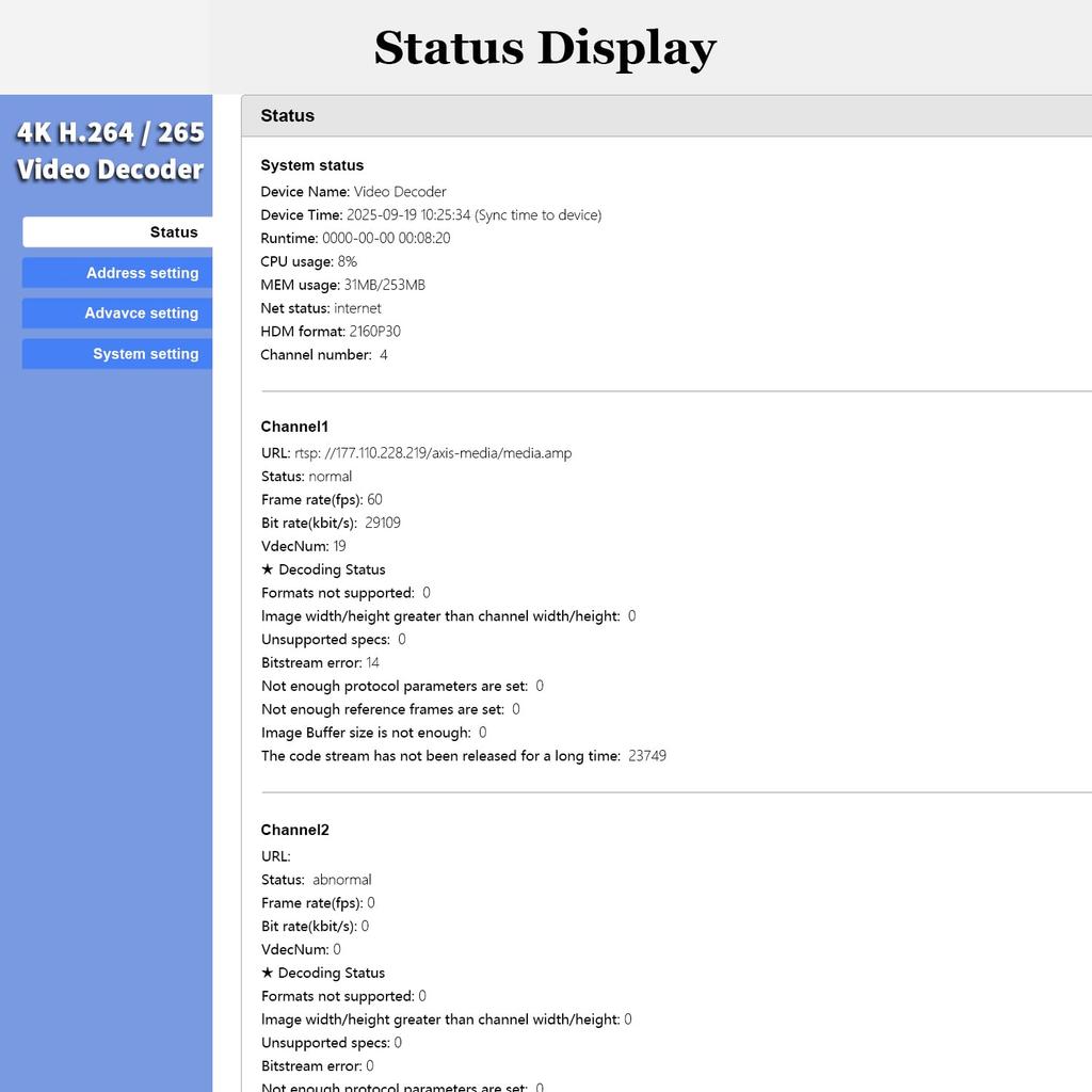 URayTech 4K Audio and Video Decoder with and CVBS Supports and Other Video Stream Address Suitable for Video IP H.265 H.264 Ultra-Clear SDI, HDMI,