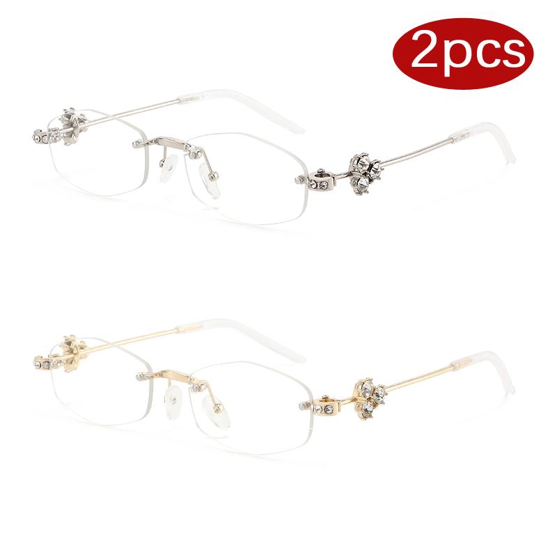 

2pcs New Polygonal Lenses Diamond Sun Glasses Woman Personality Cutting Rimless Luxury Brand Sunglasses Multi Color Eyewear