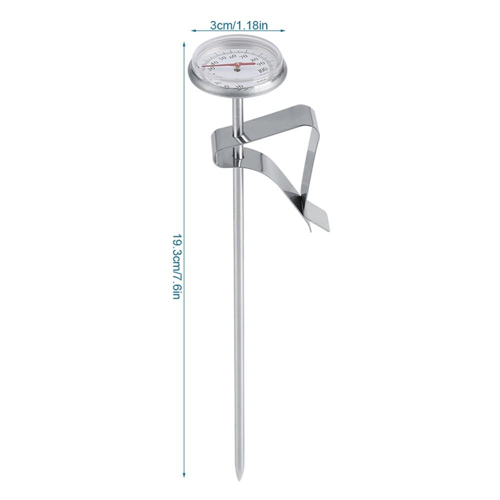 Stainless Steel Milk Frothing Thermometer Instant Read 7.6in Long Probe Coffee Thermometer with Clip Detachable