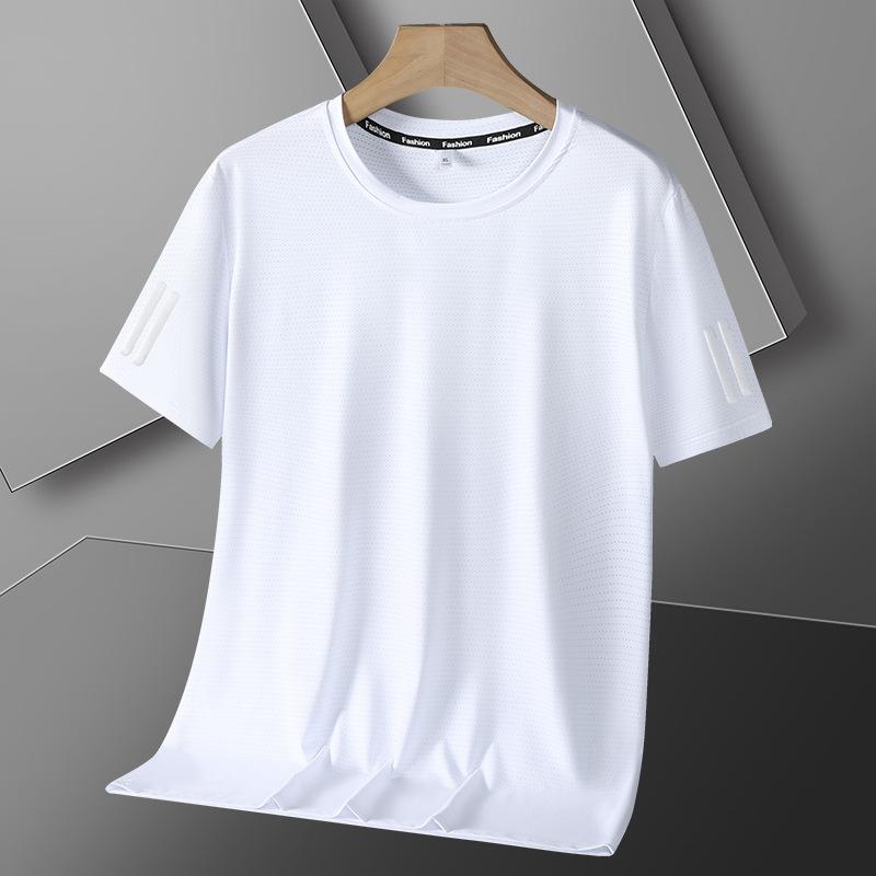 Ice Silk Short Sleeve T-shirt Men's Sports Quick Dry Top Men's Loose Half Sleeve Large Bottom Shirt
