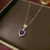 Colorful Zircon Heart Necklace - Japanese Korean Style, Cute Peach Heart, Fresh Temperament Clavicle Chain for Women