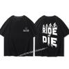 Ride Or Die Letter Print Bavlněné tričko Móda Značka Krátký rukáv Topy Unisex Ženy Léto 2023 Nová cool trička Volné Unisex oblečení