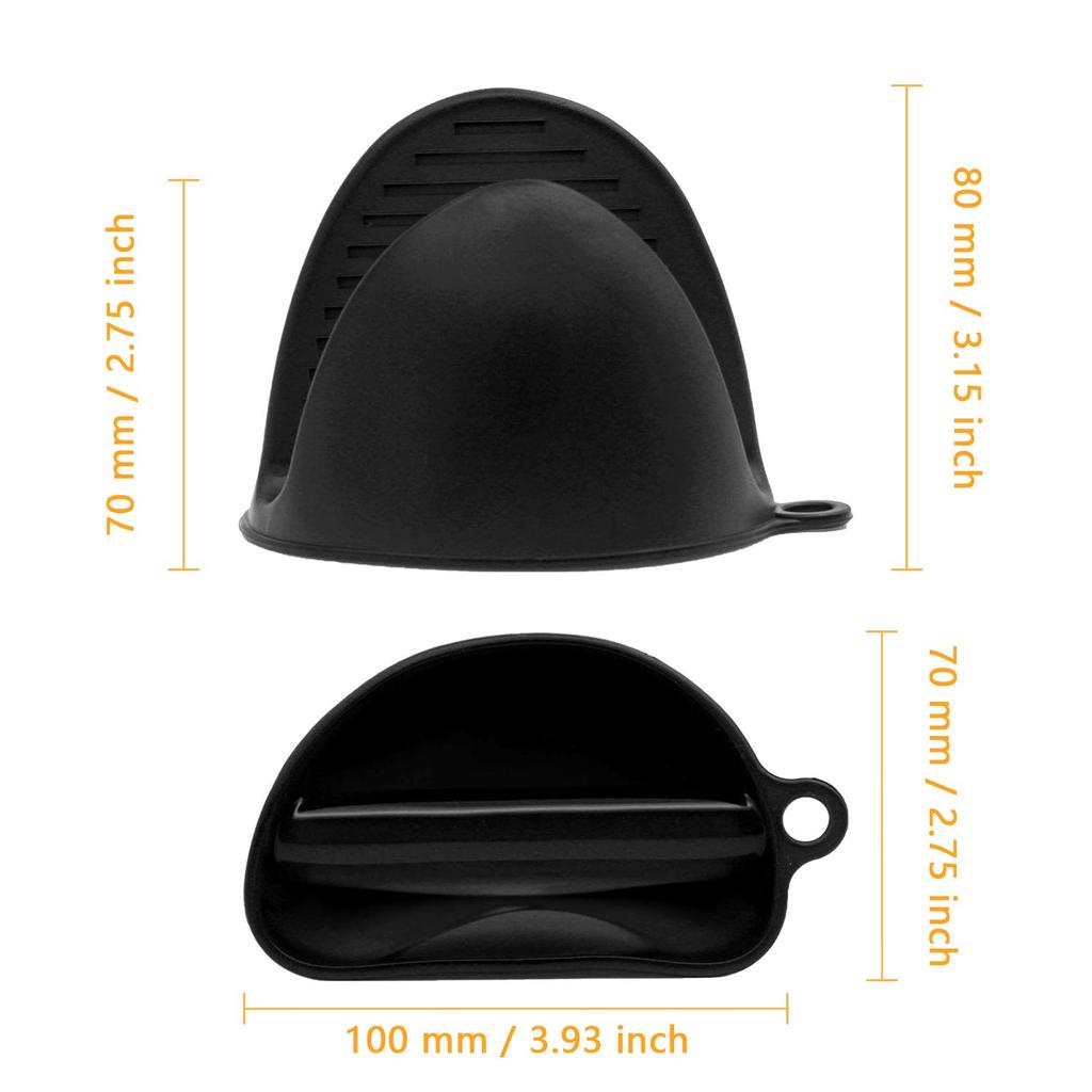 2 Stück Ofenhandschuhe aus Silikon, hitzebeständig, Quetschhandschuhe, Anti-Verbrühung, rutschfeste Handschuhe, Clips, Topflappen, Kochen, Backen, Ofenhandschuhe
