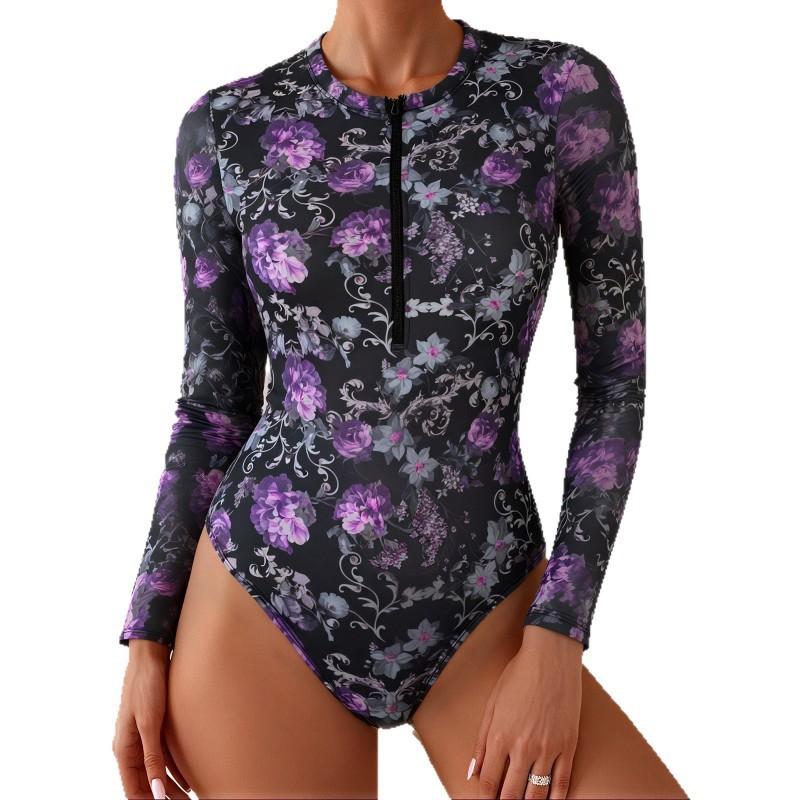 Swimsuit Women's Long-sleeved One-piece Sports Printed Diving Suit