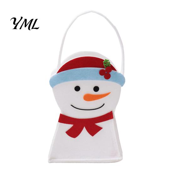 Thickened Felt Snack Carrier Christmas Candy Bag, Santa Claus Snowman Patterns Treat Pouch, Large Capacity Party Favor Bag Tote for Holiday Favors And
