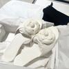 Fashion Sweet Camellia Simple Outdoor Slippers Women's Summer Elegant Style White Flower Outwear Low Heel Beach Creek Slippers Size 40