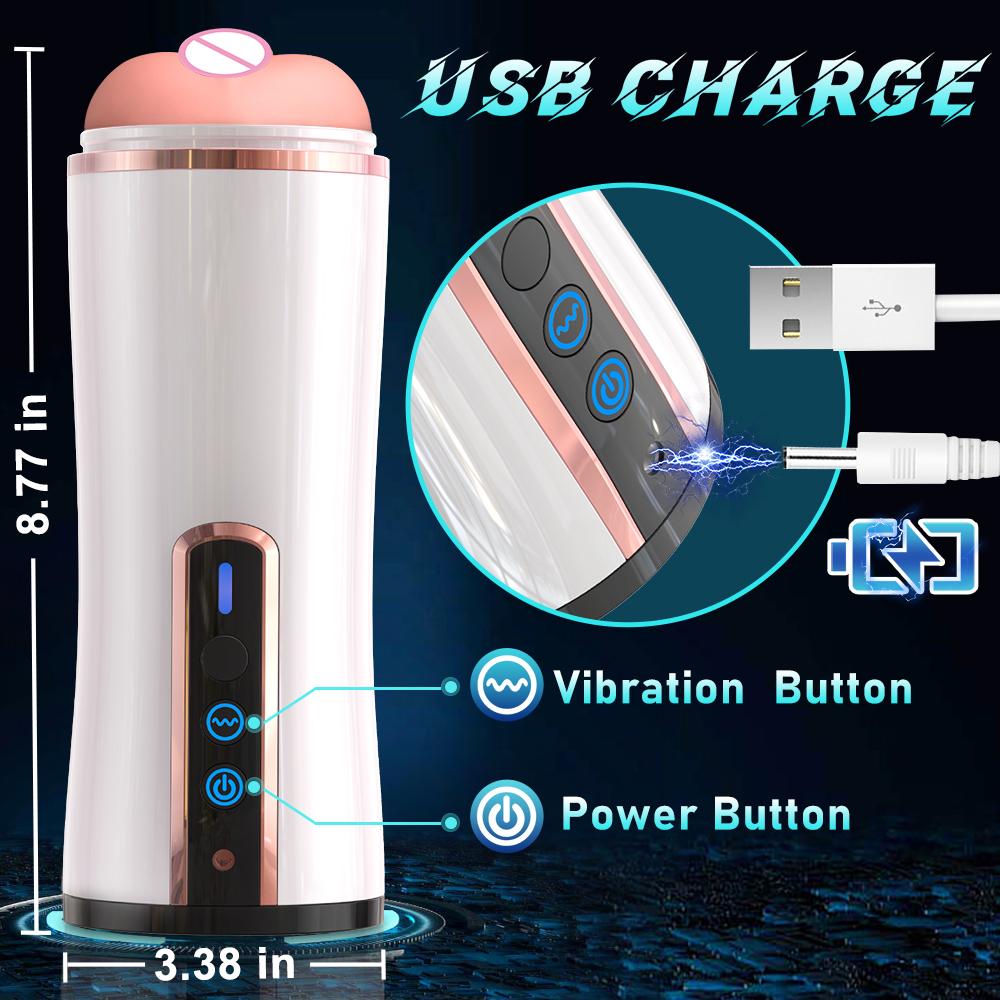 Automatic Sucking Male Masturbator, Blowjob Cup, Pocket Type Vaginal Sex Toy, 10-speed Vibrating Penis Glans Trainer (with Box)