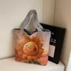 Cute Cartoon Print Single Shoulder Bag Large Capacity Street Style Tote Bag Canvas Bag Students