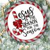 One Piece Christmas Wreath Round Tin Sign Metal Wall Art for Home Bar Garden Holiday Decor Gift 7.8 Inch